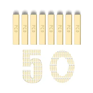 50Pcs Disposable Eyebrow Microblading,Microblading Pen,Eyebrow Microblading,PCD 12Pin Shape Manual Microblading Tool (0.25mm-12U)