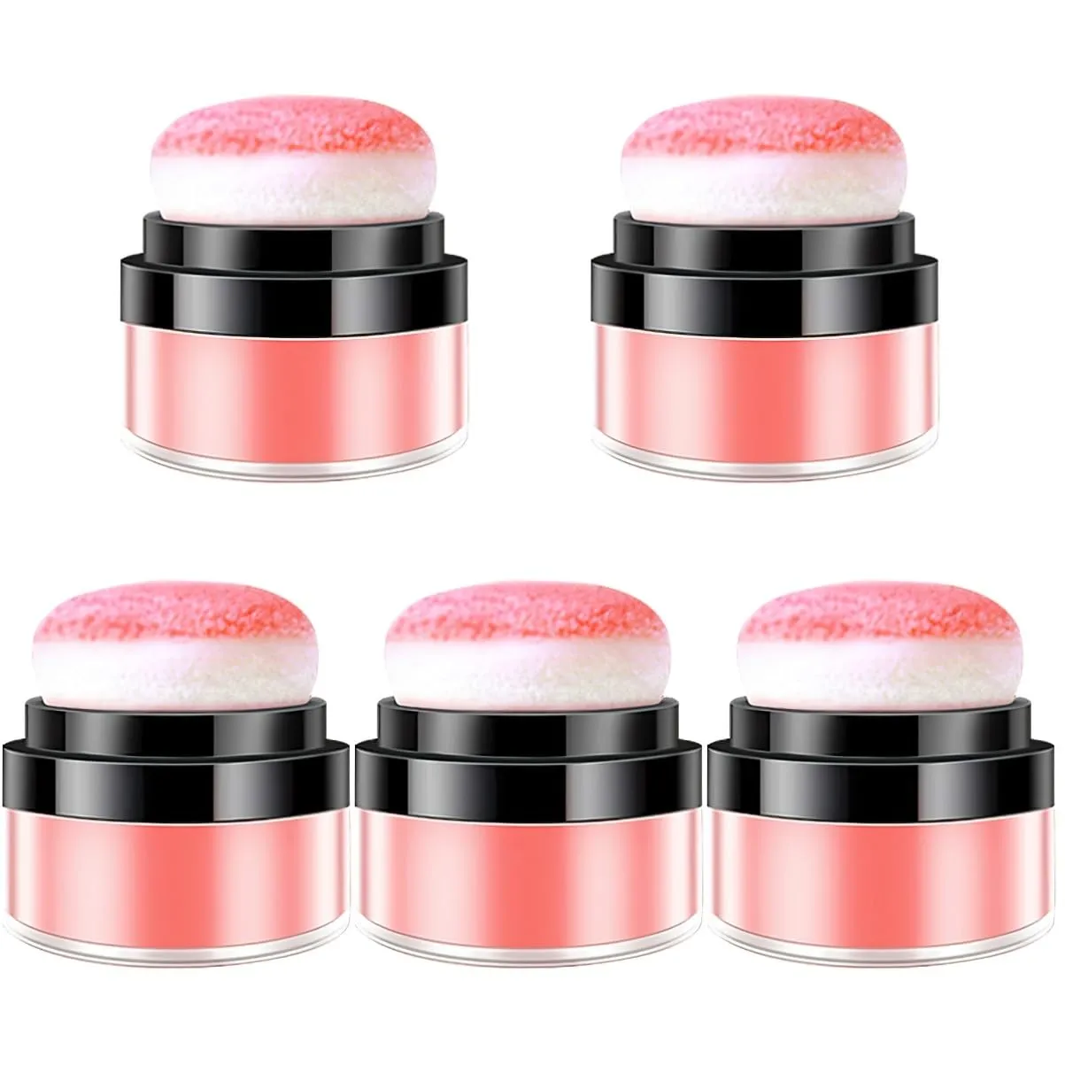 5pcs Loose Powder Blush Puff Makeup Soft Natural Blush Powder for Cheeks Cushion Foundation Mineral Makeup Ideal for Parties