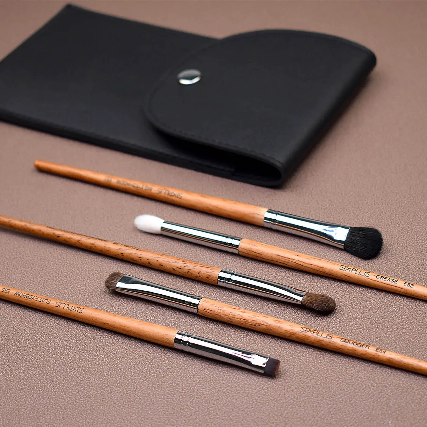 5pcs wood grain makeup brush set