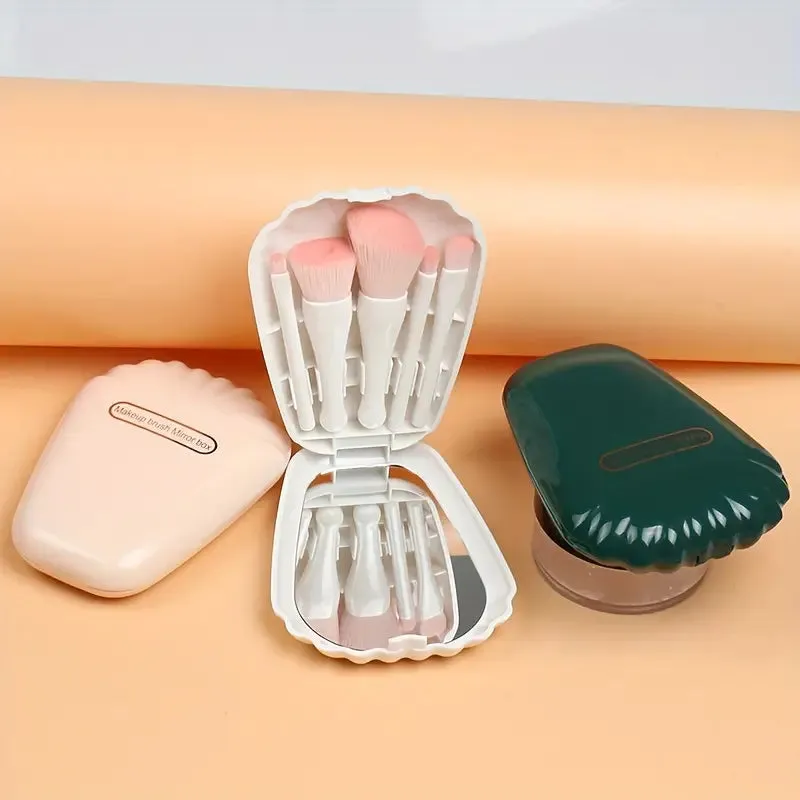 5pcs/set New Sea Shell Makeup Brushes with Mirror