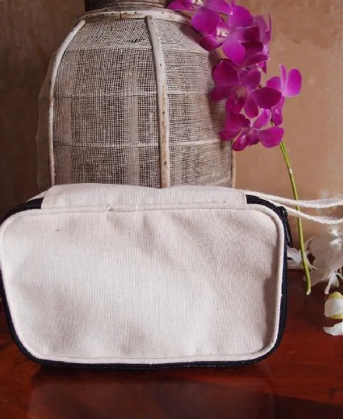 6 ct Canvas Zippered Toiletry Bag Travel Dopp Kit - Pack of 6