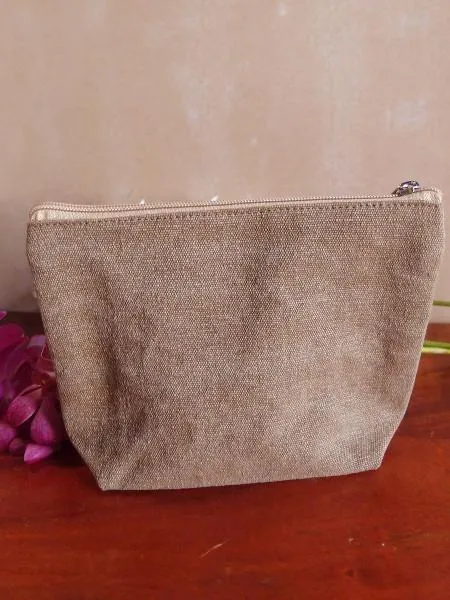6 ct Eco Friendly Zippered Canvas Pouch Cosmetic Bag Large - By Bundle