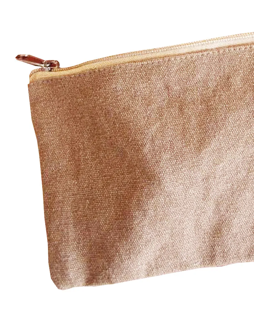 6 ct Rectangular Jute / Canvas Pouch with Zipper Closure - By Bundle