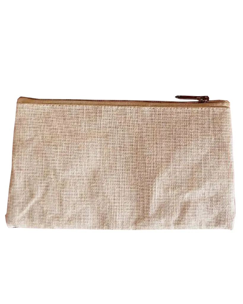 6 ct Rectangular Jute / Canvas Pouch with Zipper Closure - By Bundle