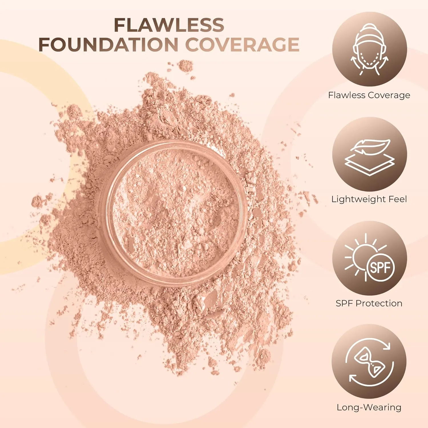 6pc FULL SIZE KIT KABUKI & KABAGGIE Tote Mineral Makeup Set Matte Foundation Bare Face Sheer Powder Cover (Light Tan)