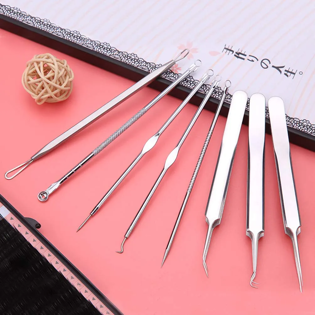 8 Pcs Stainless Steel Blackhead Remover Pimple Extractor Tool Kit with Metal Case for Pimples, Blackheads, Zit Removing for Face Nose