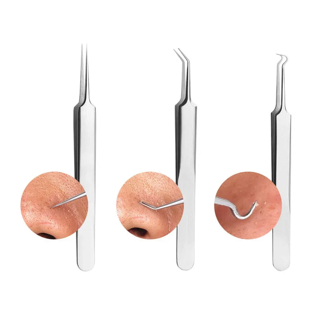 8 Pcs Stainless Steel Blackhead Remover Pimple Extractor Tool Kit with Metal Case for Pimples, Blackheads, Zit Removing for Face Nose
