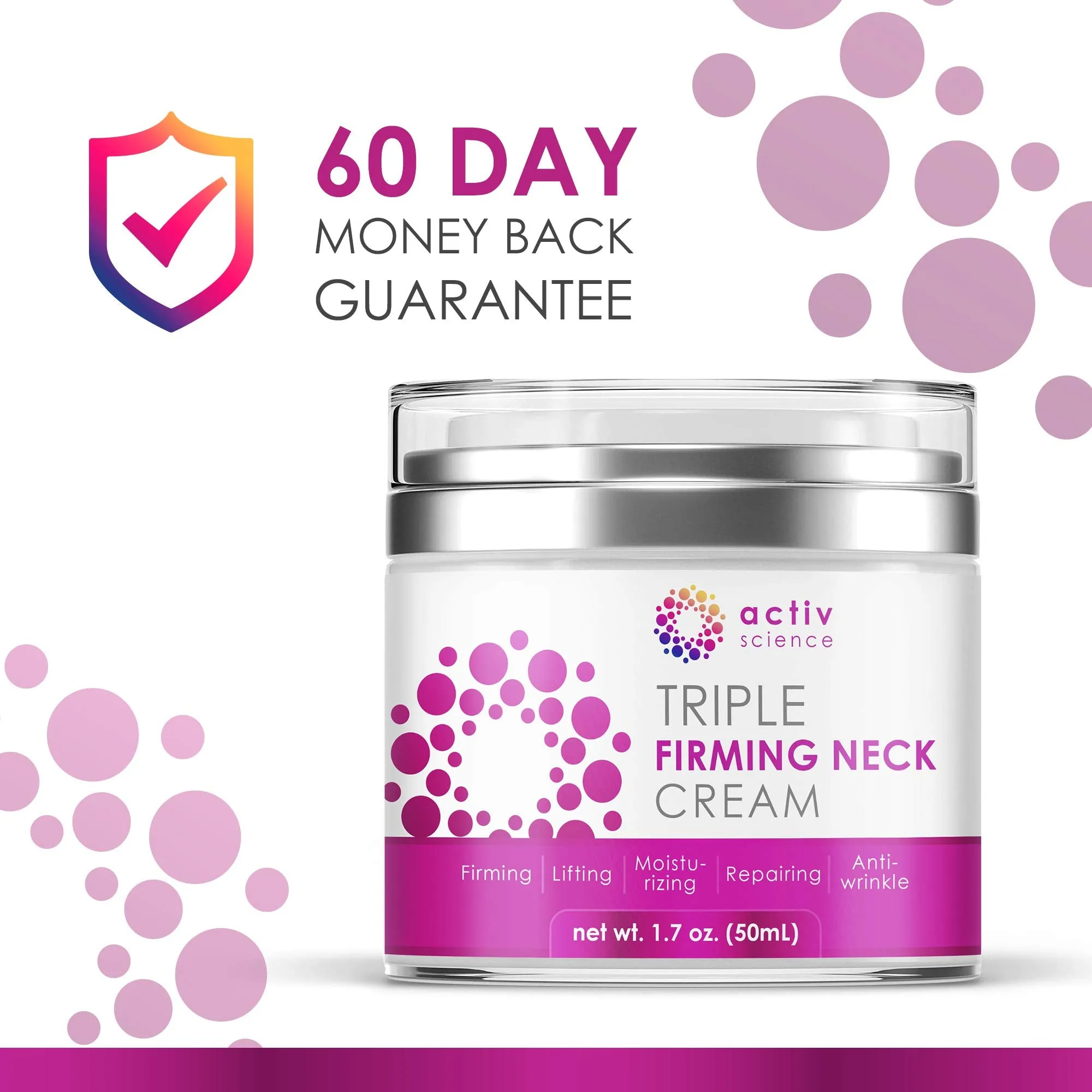ACTIVSCIENCE Neck Firming Cream, Anti Aging Moisturizer for Neck & Décolleté, Double Chin Reducer, Skin Tightening Cream 1.7 fl oz.