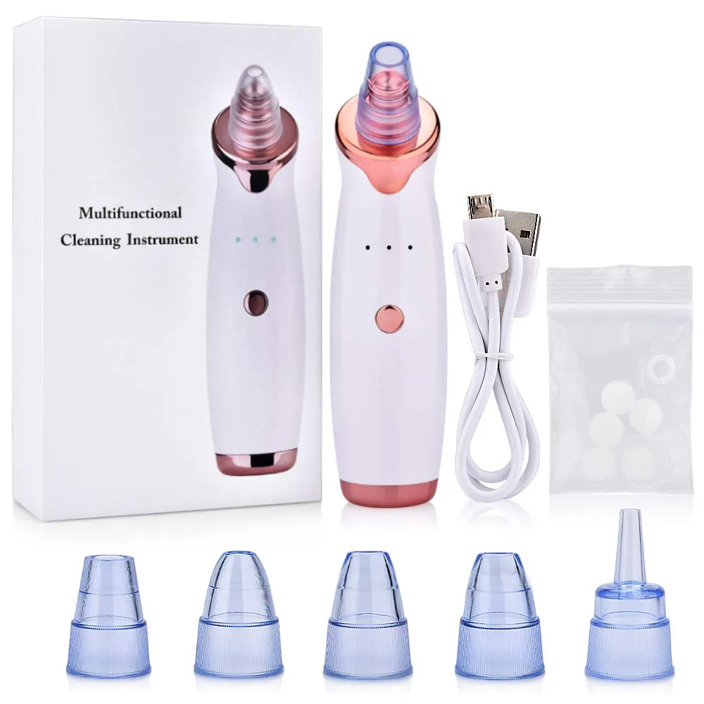 Aibeau Blackhead Remover Electric Blackhead Vacuum Suction Rechargeable Whitehead Remover Tool Kite Cleanser with 4 Replaceable Heads, Hot Pack Function and 3 Modes