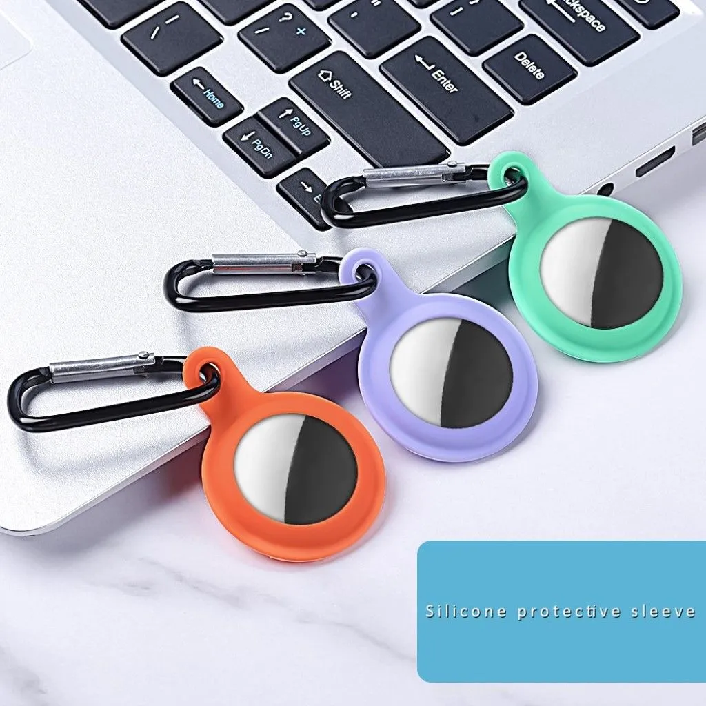 AirTags soft silicone cover with hook - Yellow