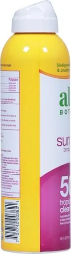 Alba Botanica Kids Sunscreen Spray for Face and Body, Tropical Fruit, Broad Spectrum SPF 50, Water Resistant, 5 fl. oz. Bottle