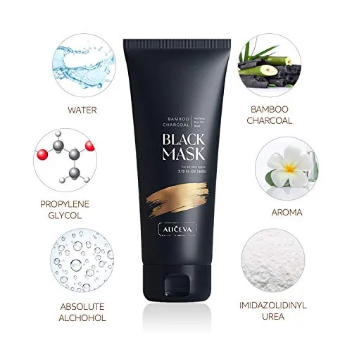Aliceva Blackhead Remover Mask, Peel Off Face Mask, Charcoal Peel Off Mask for All Skin Types with Applicator - 2.12 FL.OZ / 60G