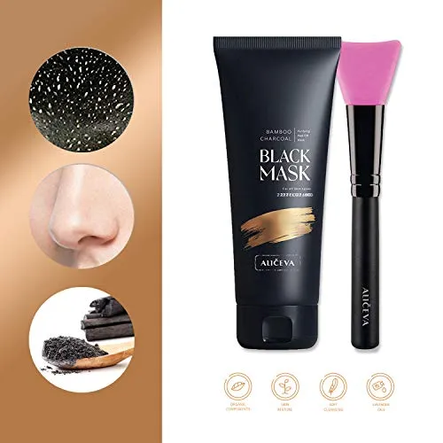 Aliceva Blackhead Remover Mask, Peel Off Face Mask, Charcoal Peel Off Mask for All Skin Types with Applicator - 2.12 FL.OZ / 60G