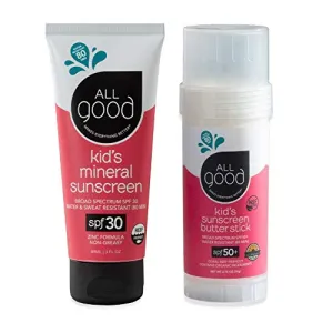 All Good Baby & Kids Mineral Sunscreen Combo Pack - SPF 50 Butter Stick & SPF 30 Lotion - Coral Reef Safe - Zinc Oxide