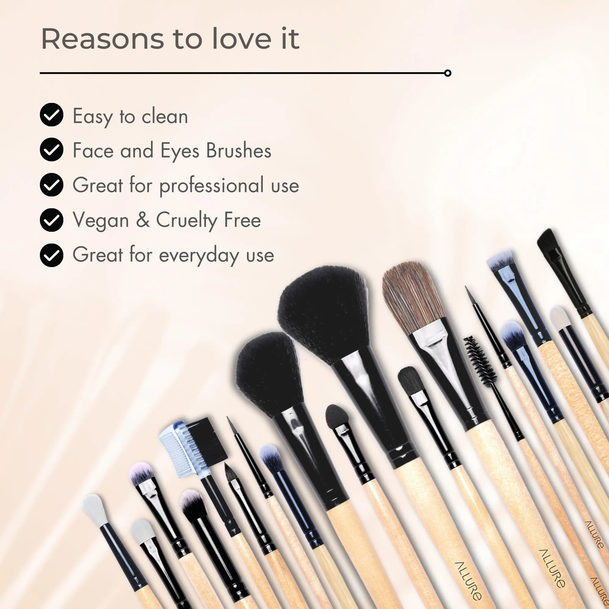 Allure Makeup Brush Set (pack Of 19 Brushes)