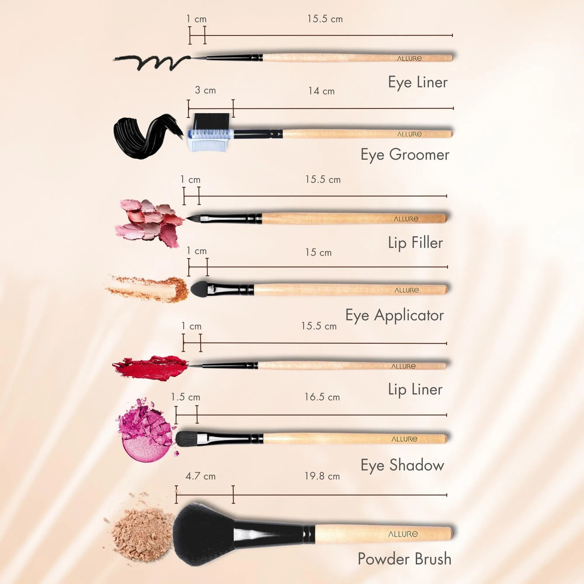 Allure Makeup Brush Set (pack Of 19 Brushes)