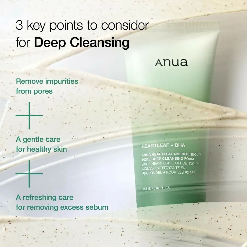Anua Heartlef Quercetinol Pore Deep Cleansing Foam - Korean Skincare
