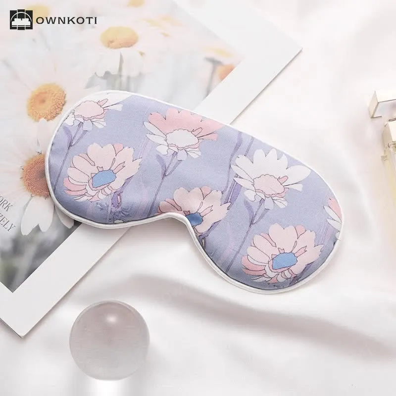 Art Flower Print Imitation Silk Sleep Eye Mask