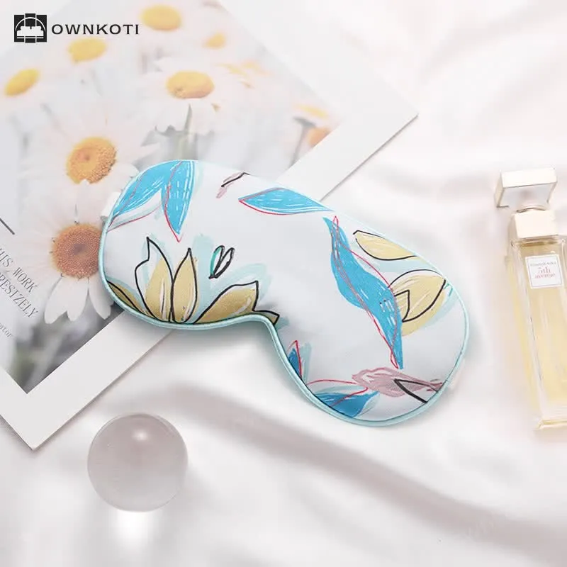 Art Flower Print Imitation Silk Sleep Eye Mask