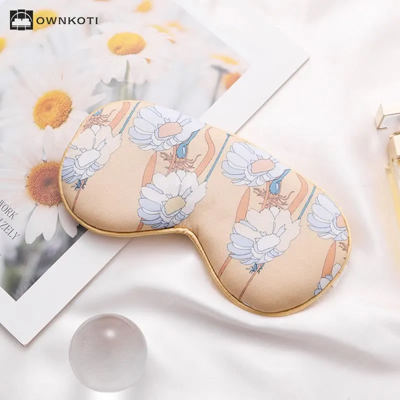 Art Flower Print Imitation Silk Sleep Eye Mask