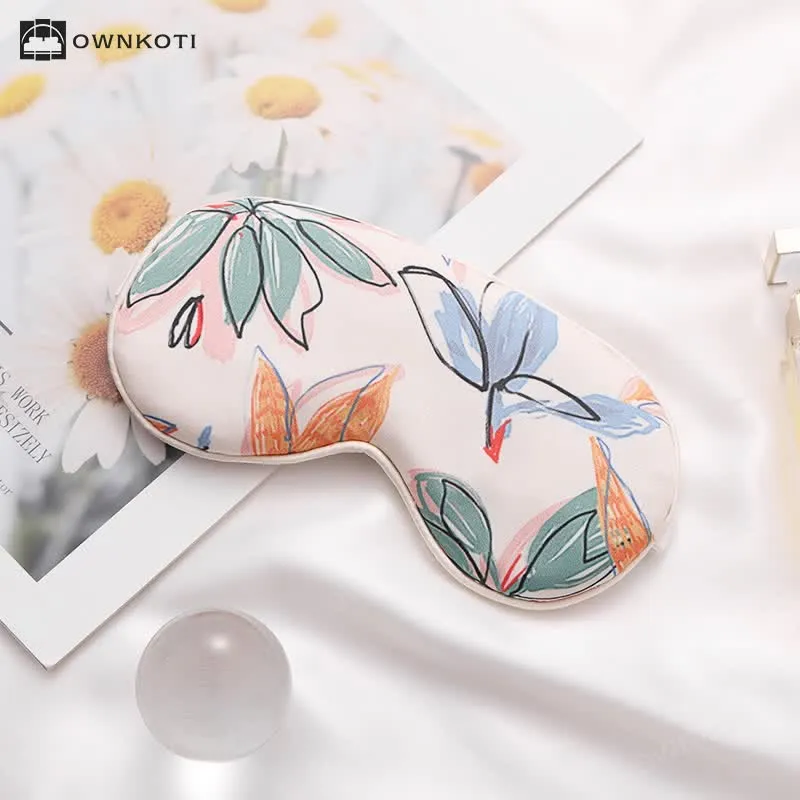 Art Flower Print Imitation Silk Sleep Eye Mask