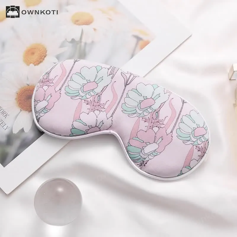 Art Flower Print Imitation Silk Sleep Eye Mask