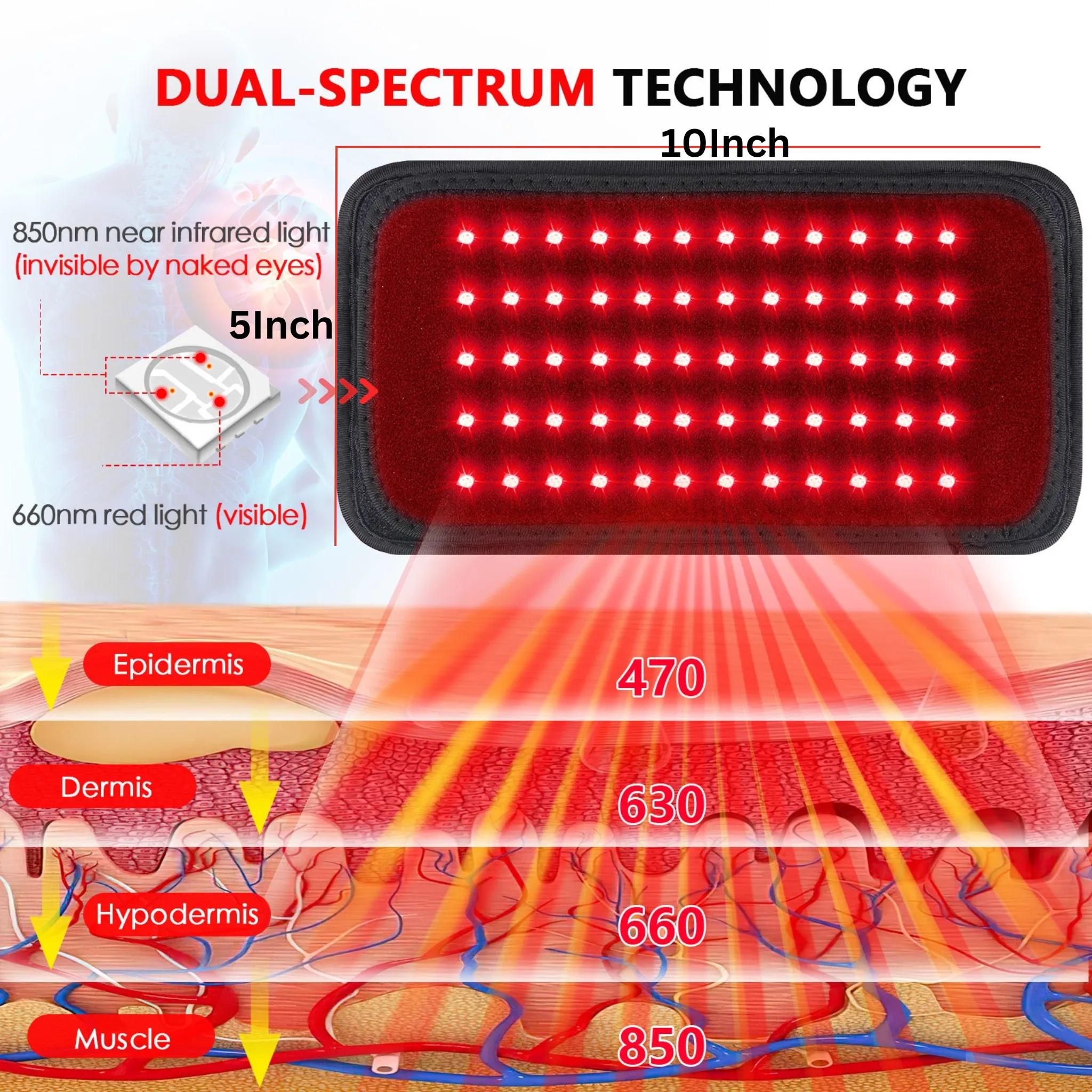 At Home Infrared Red Light Therapy Belt Pad for Pain Relief with 60 LED