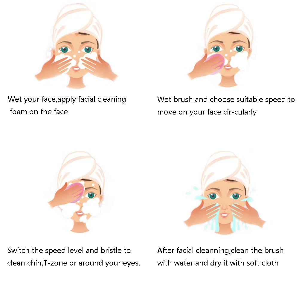 Aurora YM Silicone Face Cleansing Brush, Electric Sonic Facial Face Scrubber, Silicone Waterproof Safe Use Anti-Aging Facial Massager, Deep Cleaning for All Skins Pink