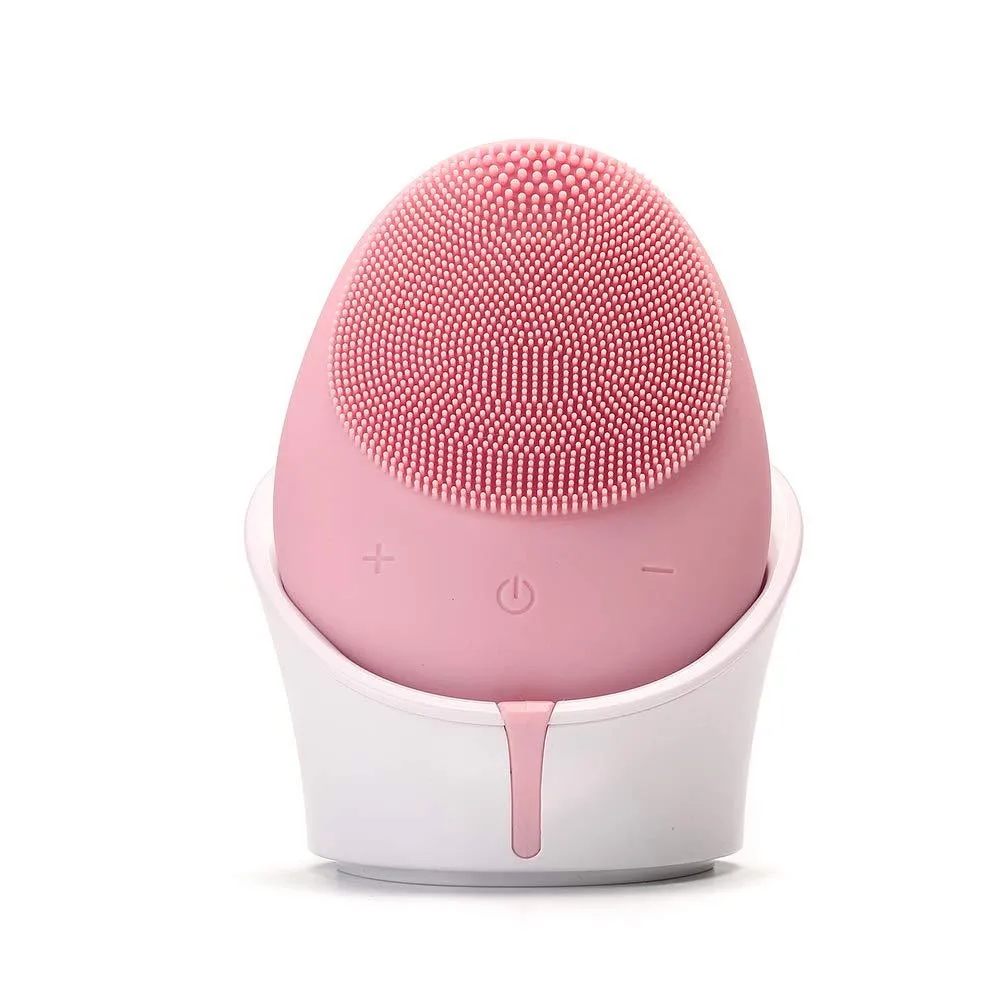 Aurora YM Silicone Face Cleansing Brush, Electric Sonic Facial Face Scrubber, Silicone Waterproof Safe Use Anti-Aging Facial Massager, Deep Cleaning for All Skins Pink