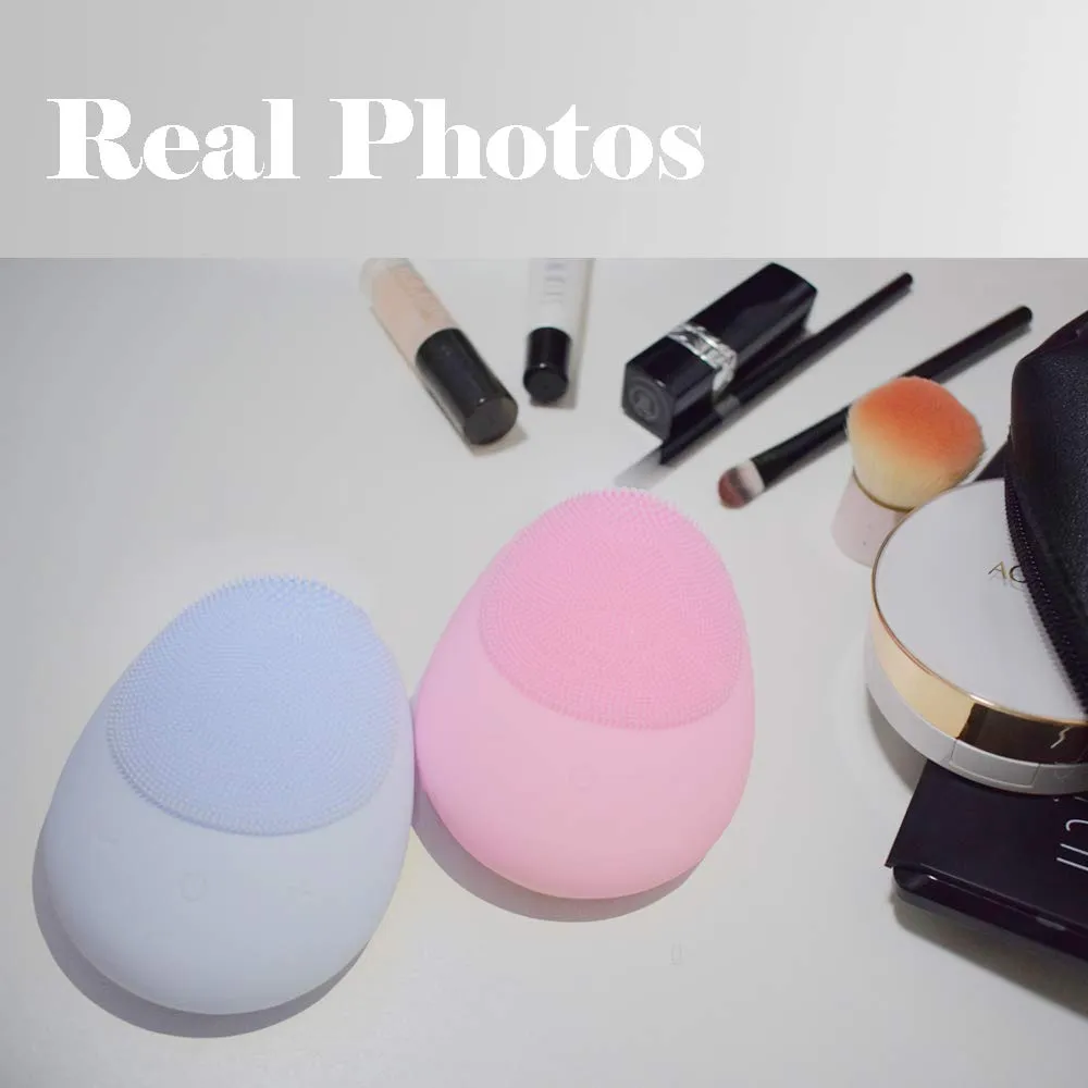 Aurora YM Silicone Face Cleansing Brush, Electric Sonic Facial Face Scrubber, Silicone Waterproof Safe Use Anti-Aging Facial Massager, Deep Cleaning for All Skins Pink