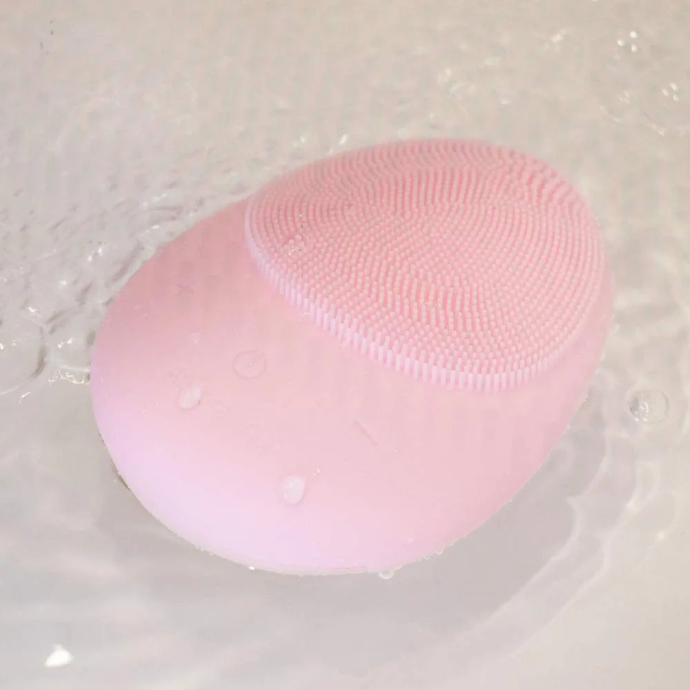 Aurora YM Silicone Face Cleansing Brush, Electric Sonic Facial Face Scrubber, Silicone Waterproof Safe Use Anti-Aging Facial Massager, Deep Cleaning for All Skins Pink