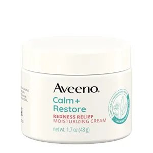 Aveeno Calm   Restore Facial Cream for Redness Relief, Soothing Face Moisturizer for Sensitive Skin, Hypoallergenic Formula, Fragrance-Free, 1.7 OZ