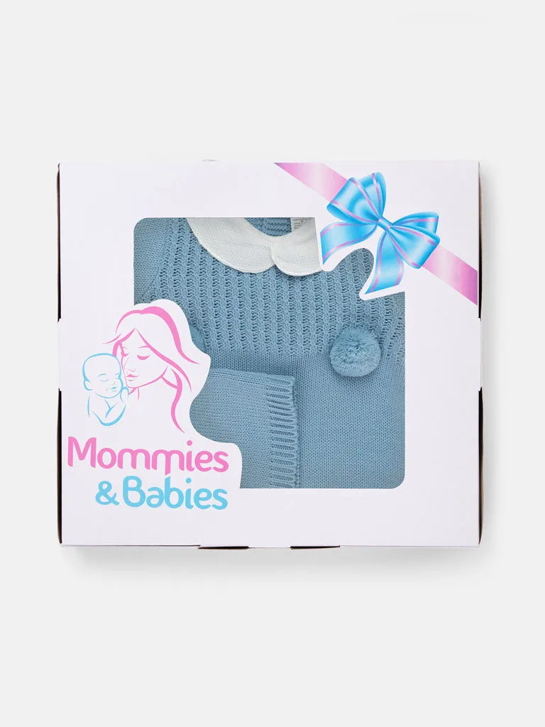 Baby Boy Grow 2-piece Pom Pom Gift Box Set - Blue