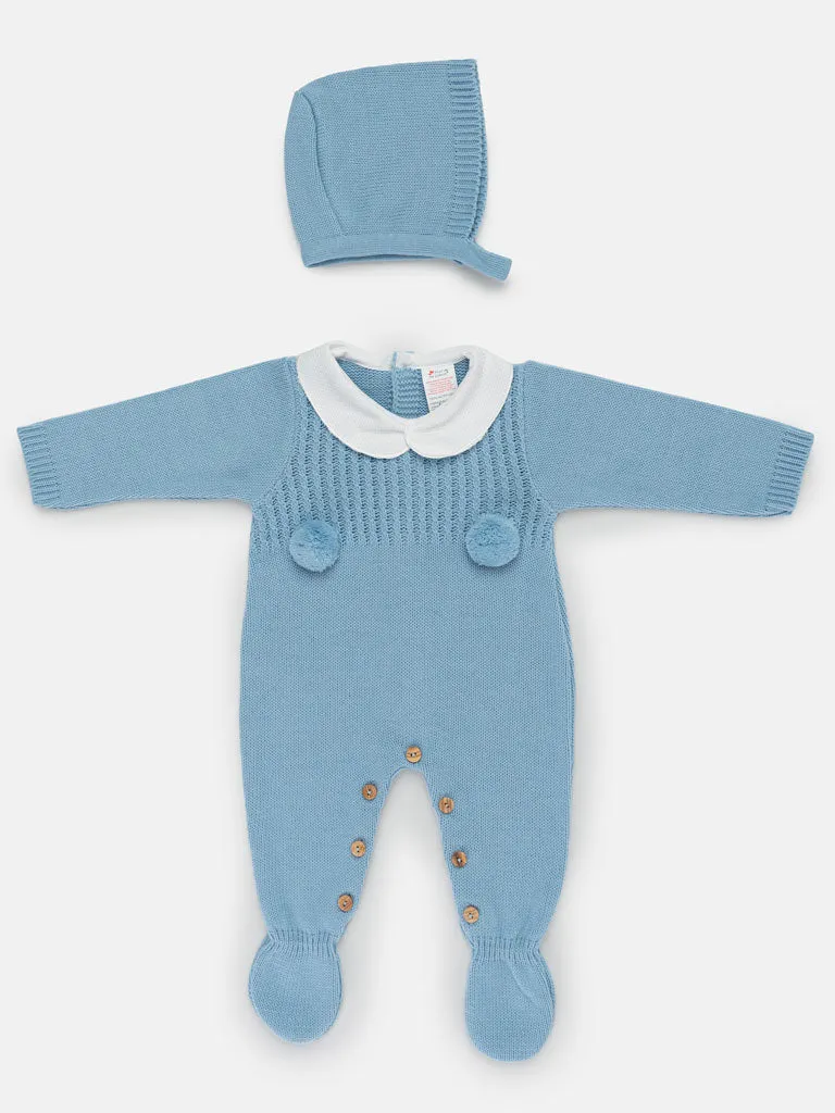 Baby Boy Grow 2-piece Pom Pom Gift Box Set - Blue