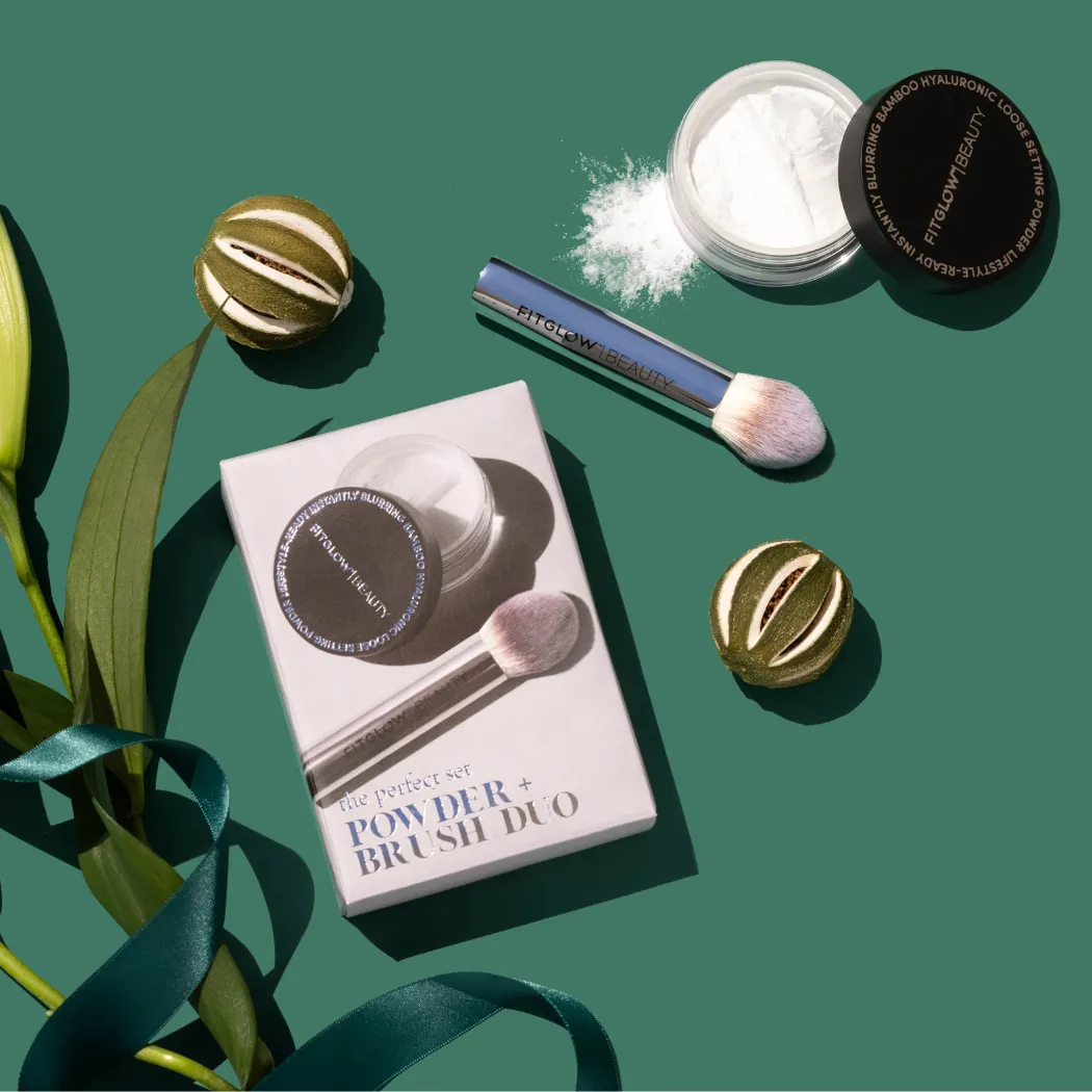 Bamboo Hyaluronic Loose Setting Powder   Brush Duo