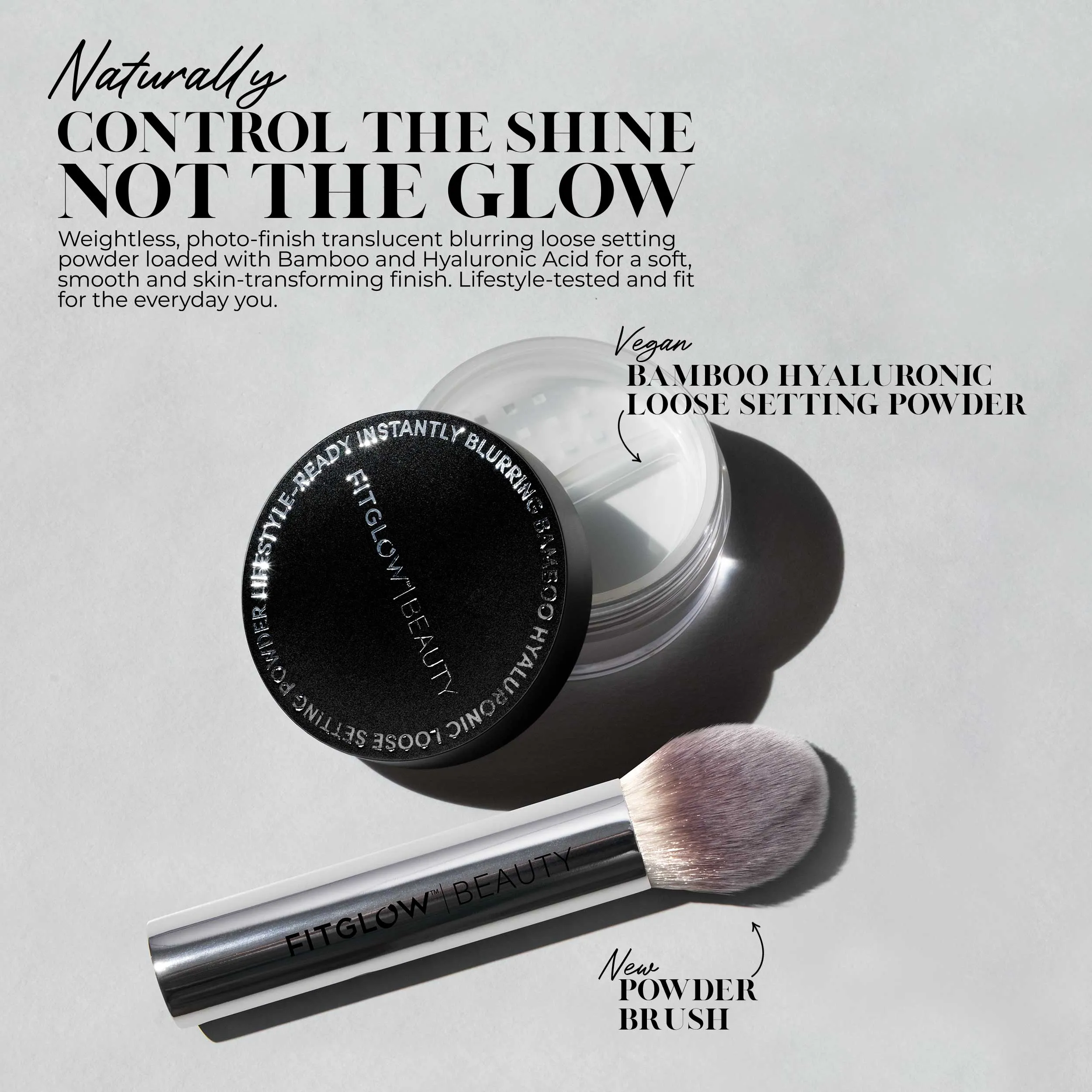Bamboo Hyaluronic Loose Setting Powder   Brush Duo