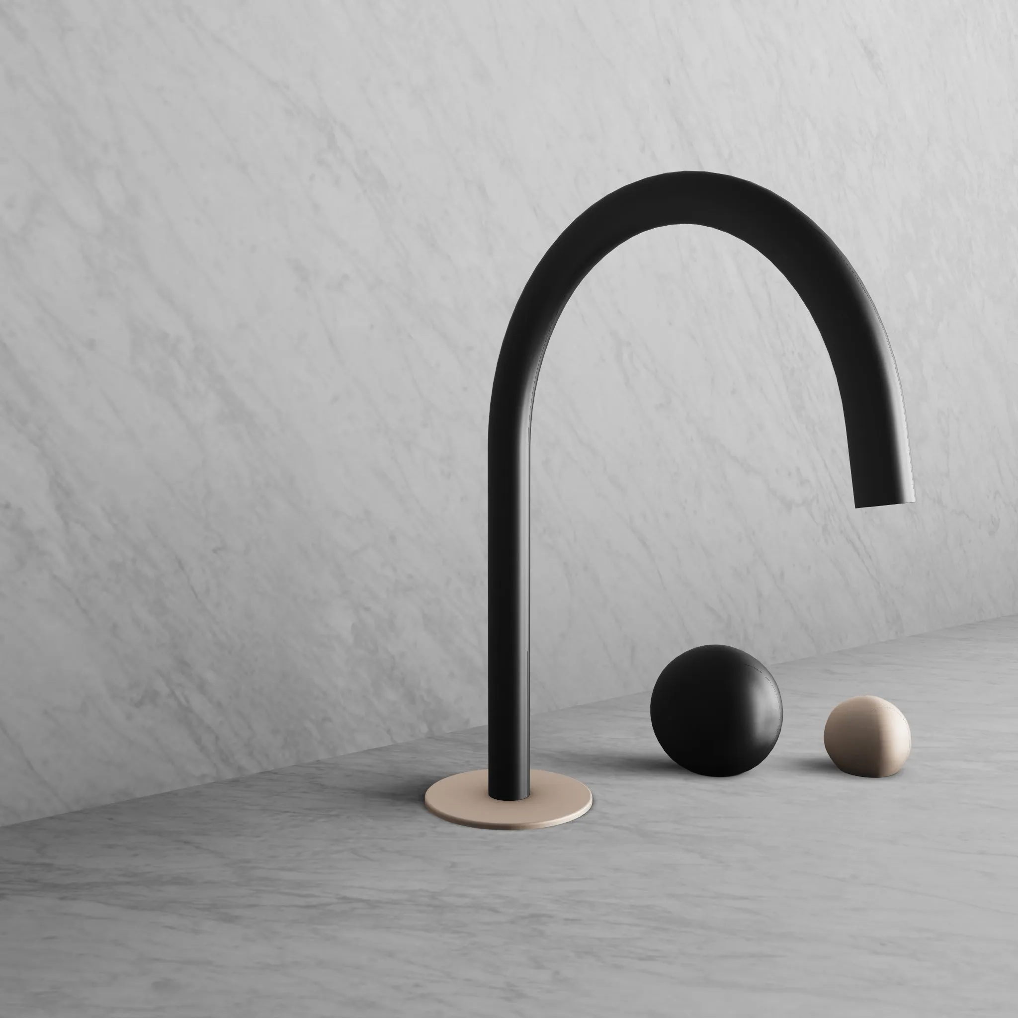 BARiL B35-8100-00L-KH-050 Wall-Mounted Lavatory Faucet Spout With Deck Mounted Handles