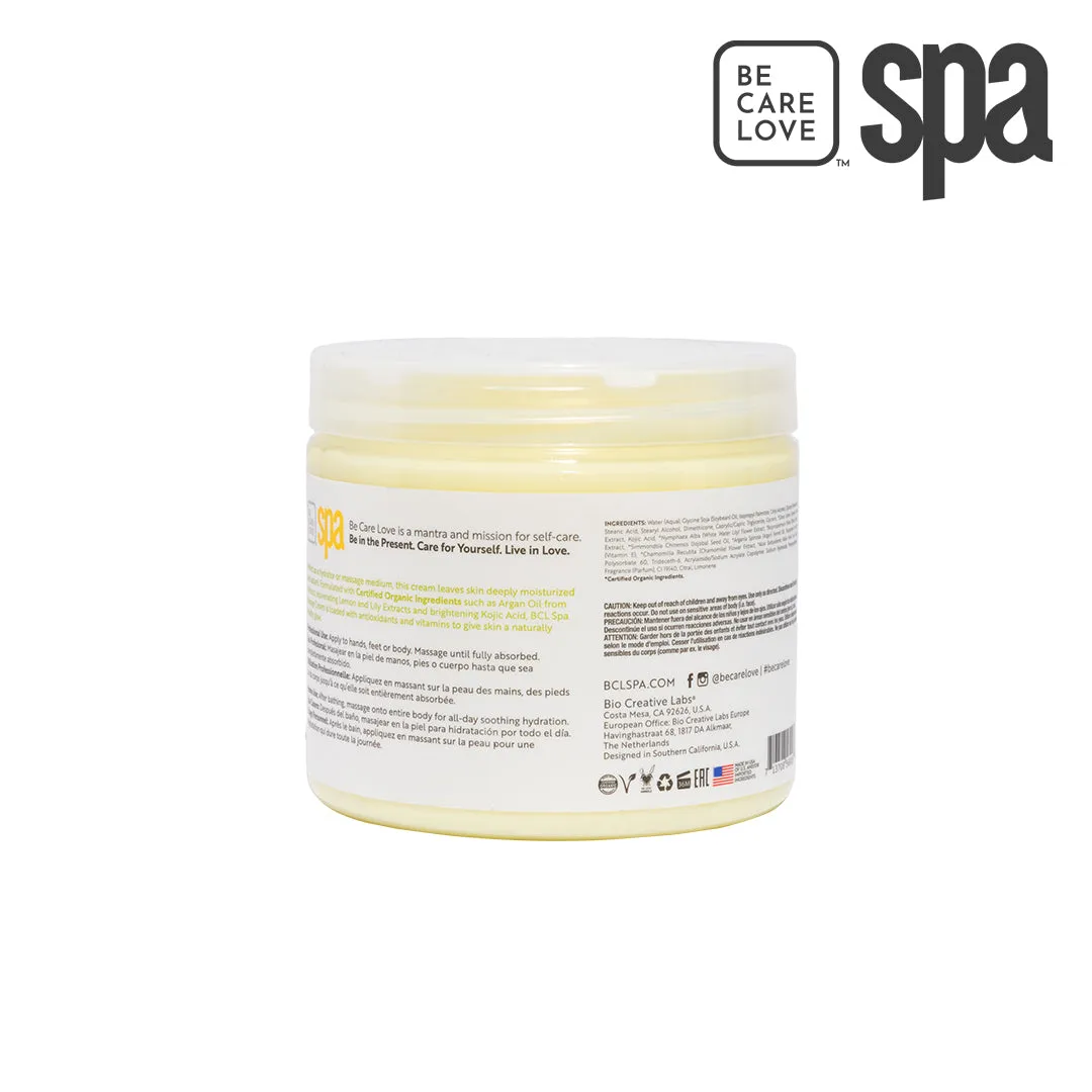 BCL Spa Organics 16oz Lemon   Lily  Massage Cream