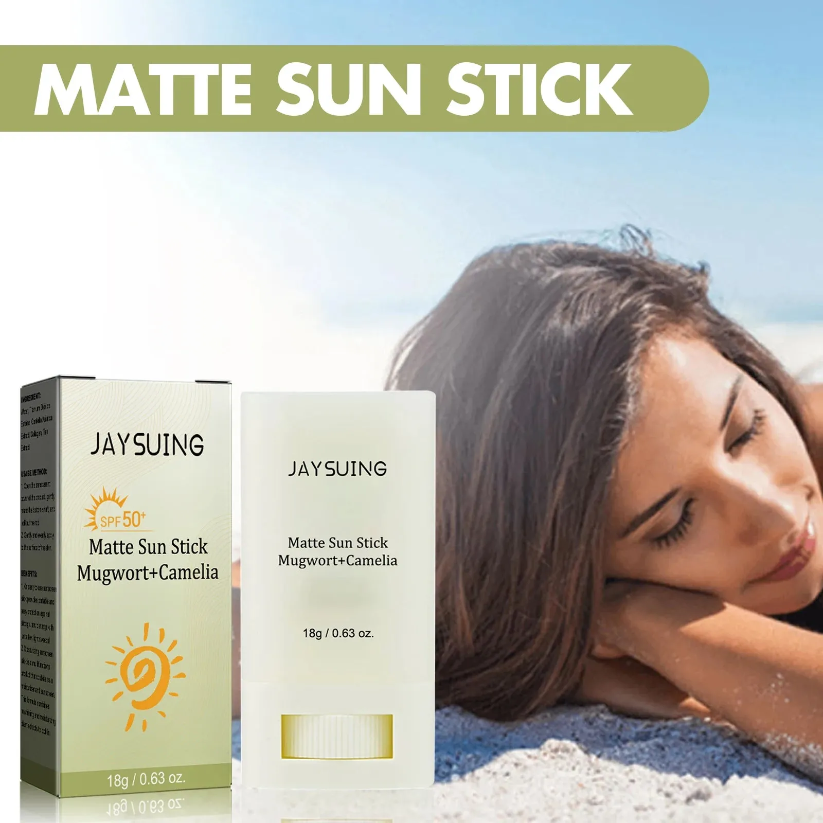 Beach Defense Matte Sun Stick SPF 50  - Hydrating, Anti-Frizz, Curl Defining