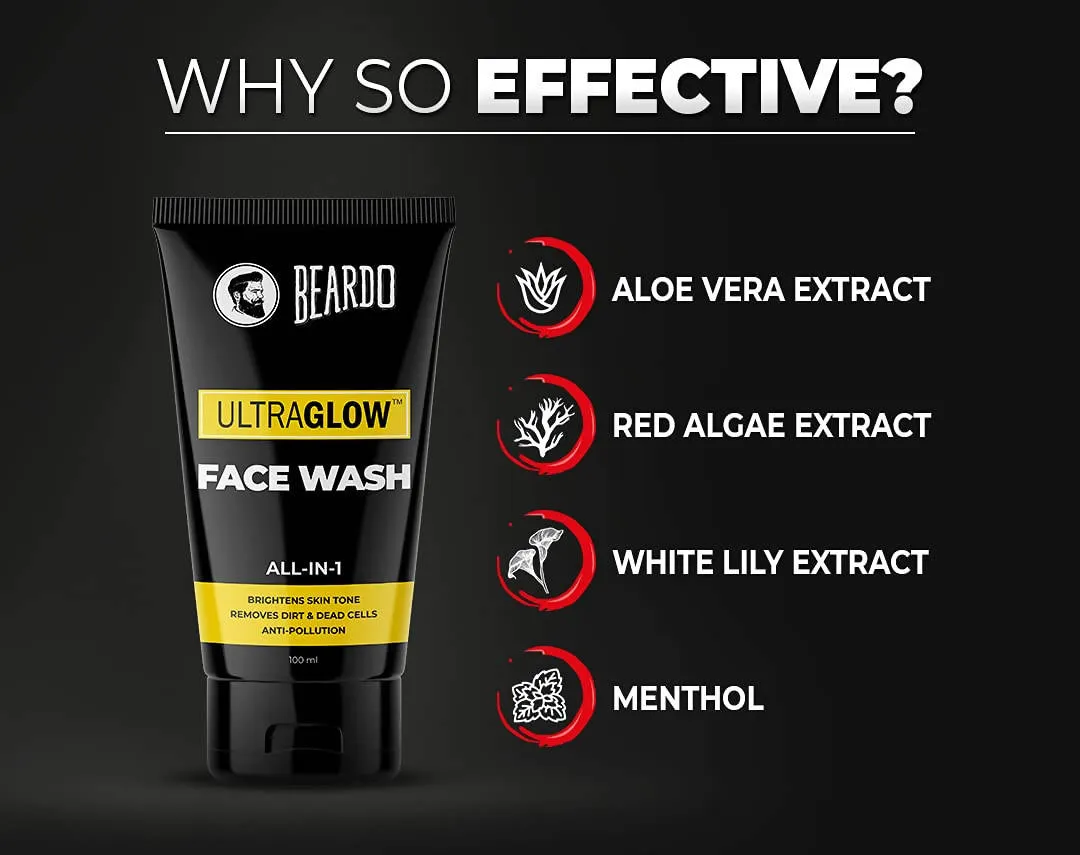 Beardo Ultraglow Face Wash & De-Tan Peel Off Mask Combo