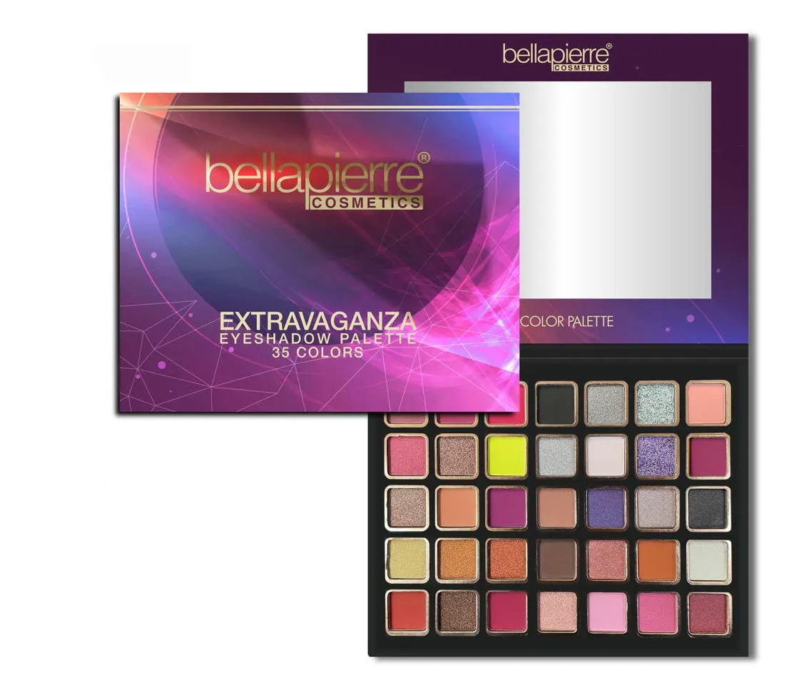 bellapierre Extravaganza Eyeshadow Palette | 35 Shades in Matte, Satin, Shimmer, & Foil Finishes | Non-Toxic & Paraben Free | Vegan & Cruelty Free
