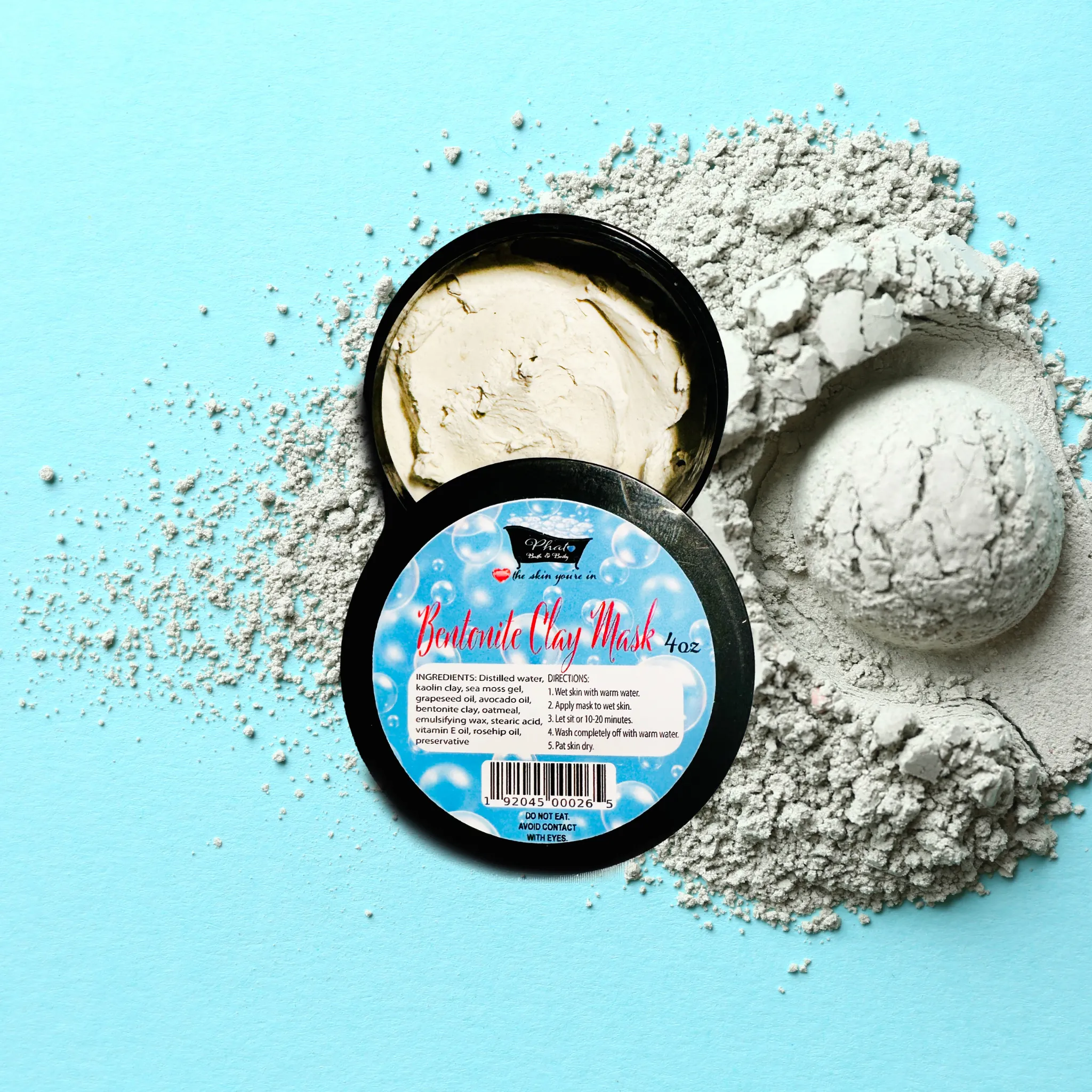 Bentonite Clay Natural Cleansing Mask Sea Moss Gel Hydrating Vitamin E Avocado
