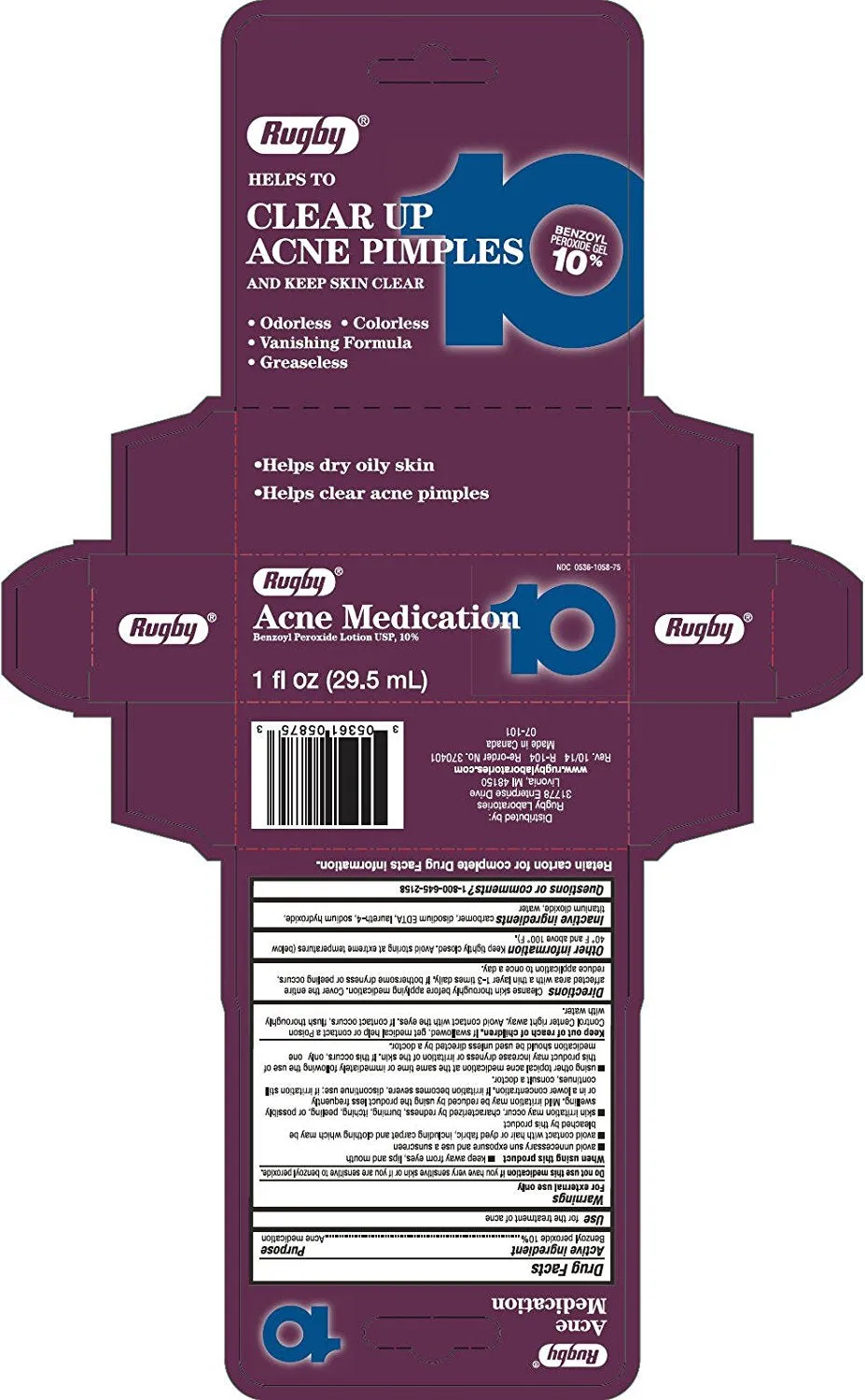 Benzoyl Peroxide 10% Lotion Acne Medication