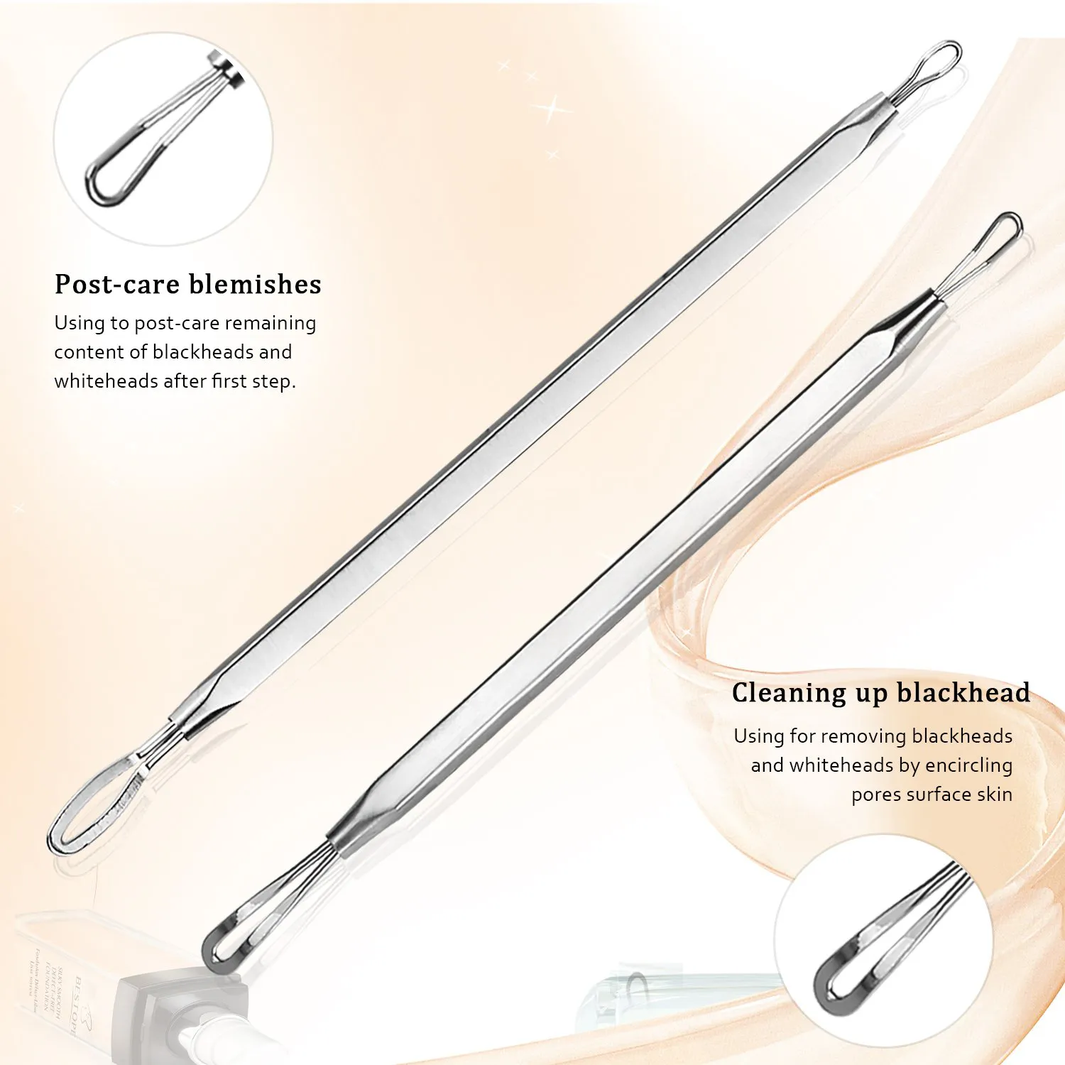 BESTOPE Blackhead Remover Pimple Popper Tool Kit Acne Comedone Zit Blackhead Extractor Tool for Nose Face, Blemish Whitehead Extraction Popping,Stainless Steel with Metal Case
