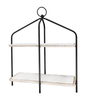 Black Framed Double Table Shelf - 19.5 x 8 x 21.5 in