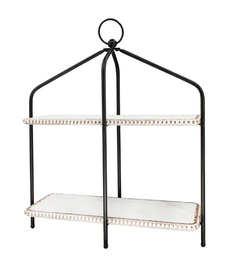 Black Framed Double Table Shelf - 19.5 x 8 x 21.5 in