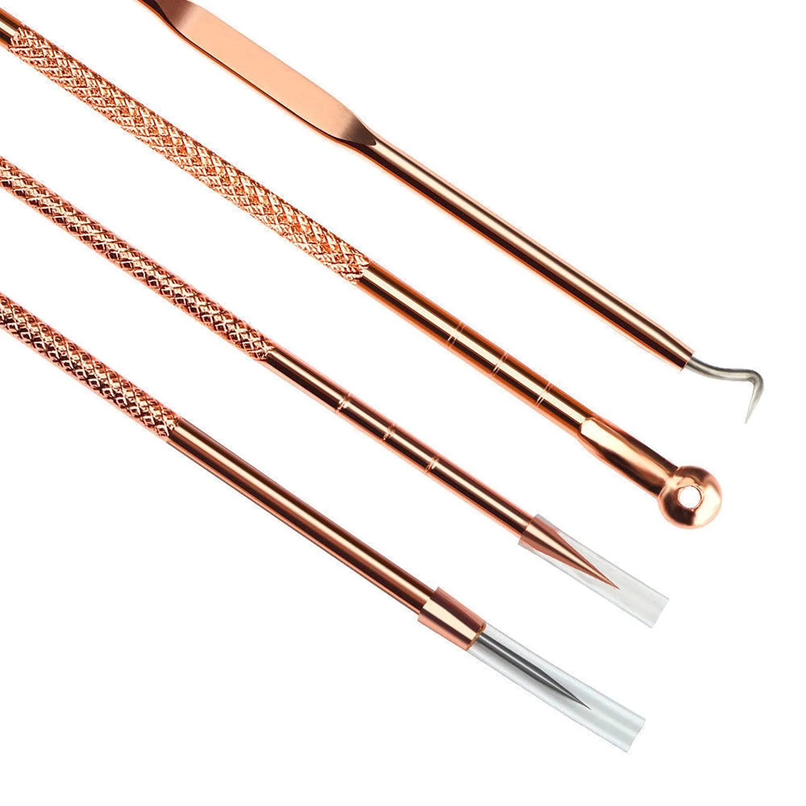 Blackhead Remover Tool Kit,4 Pieces Comedone Extractor Tool Blemish Whitehead Removal Acne Needle Pimple Spot Popper Stainless Steel (Gold) Gold