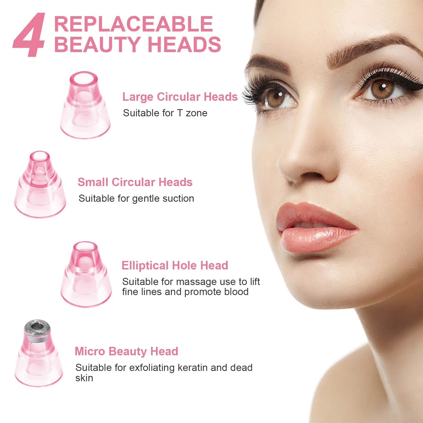 Blackhead Remover Vacuum, POPPYO Blackhead Pore Vacuum, Electric Facial Blackhead & Blemish Removers Cleaner, Blackhead Vacuum for Women（Pink) Pink