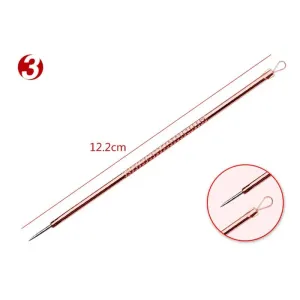 Blackhead Remover/Pimple Comedone Extractor | Pointed Silver Tip/Squeezing Loop - Rose Gold