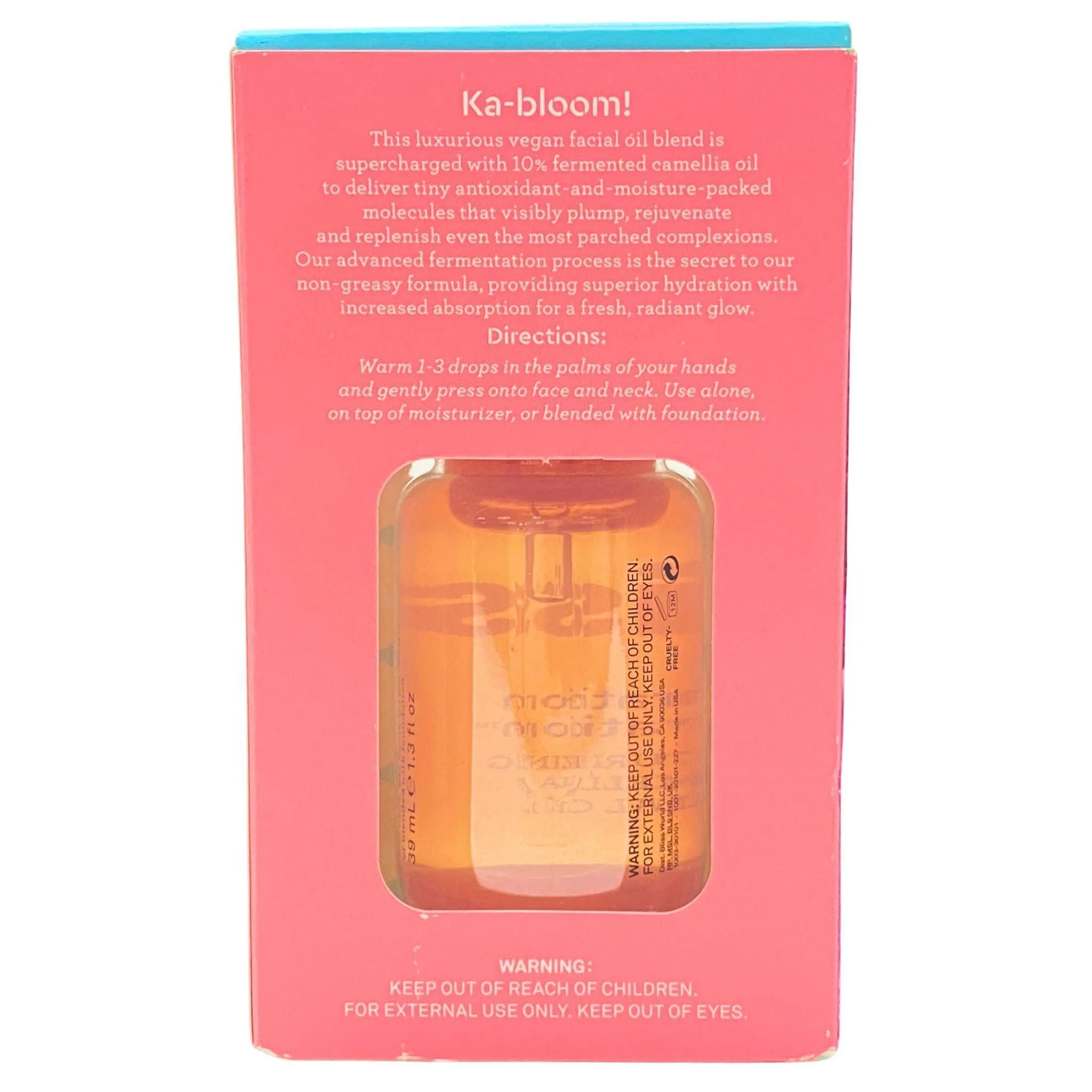 Bliss Hydration Salvation Moisturizing Camellia Facial Oil 1.3OZ (52 Pcs Lot)